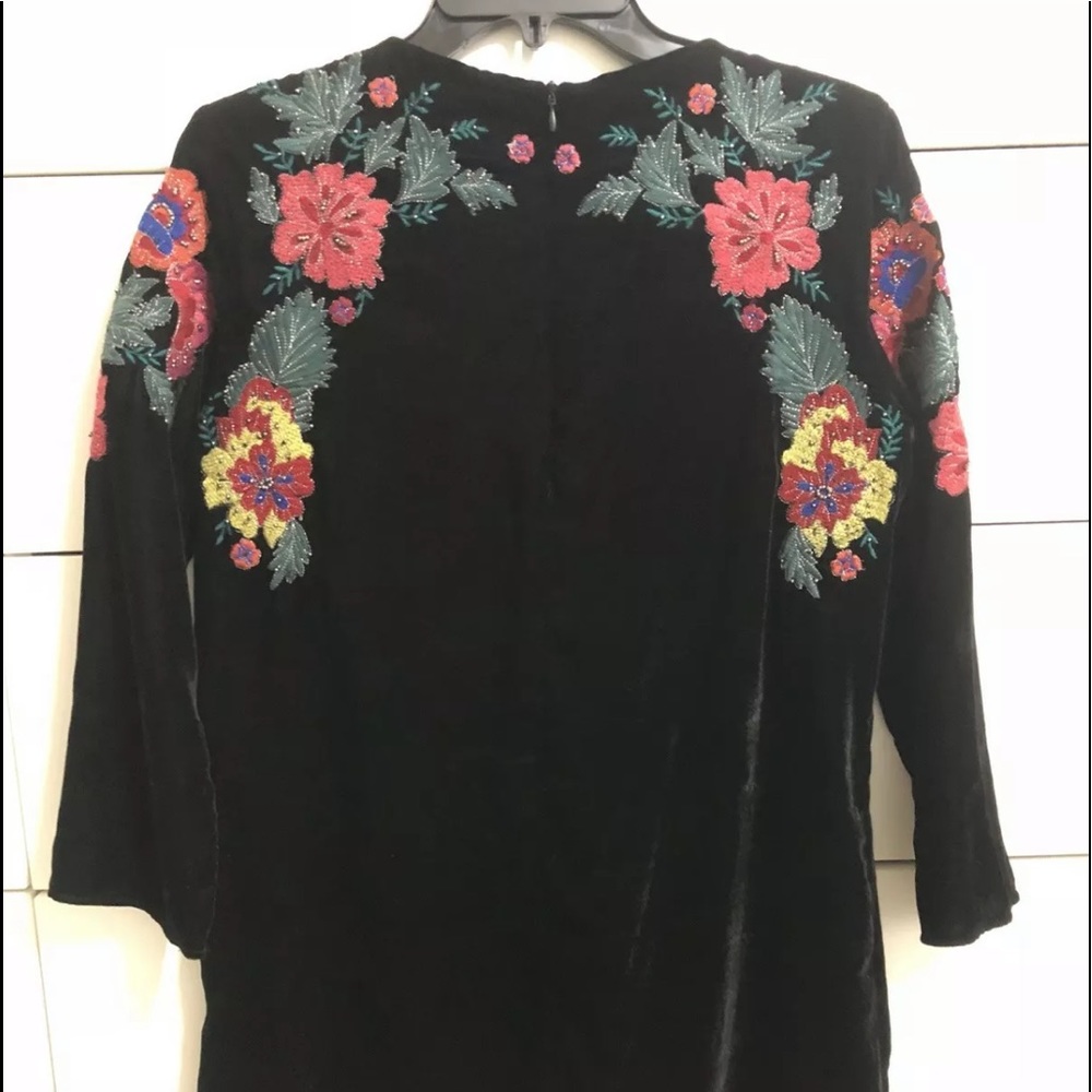 Zara floral beaded embroidery velvet dress - Picture 5 of 6